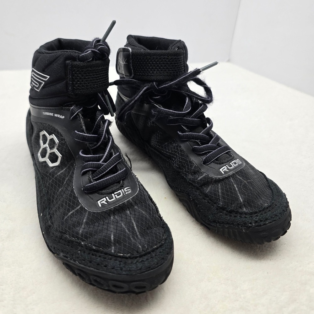 Rudis Kyle Snyder KS Turbine Wrestling Shoes Black Silver Mens Size 2 Athletic